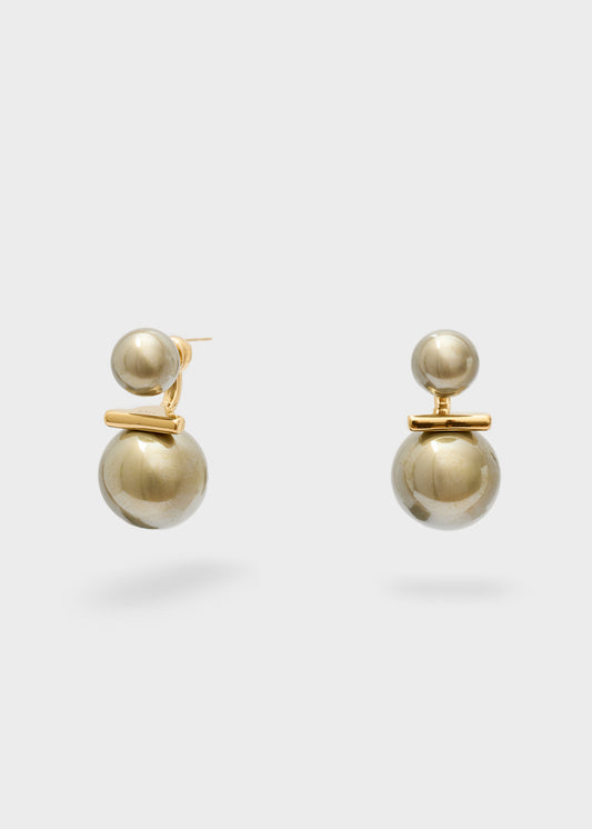 Rita 2 Pearl Grey Stainless Steel Earrings