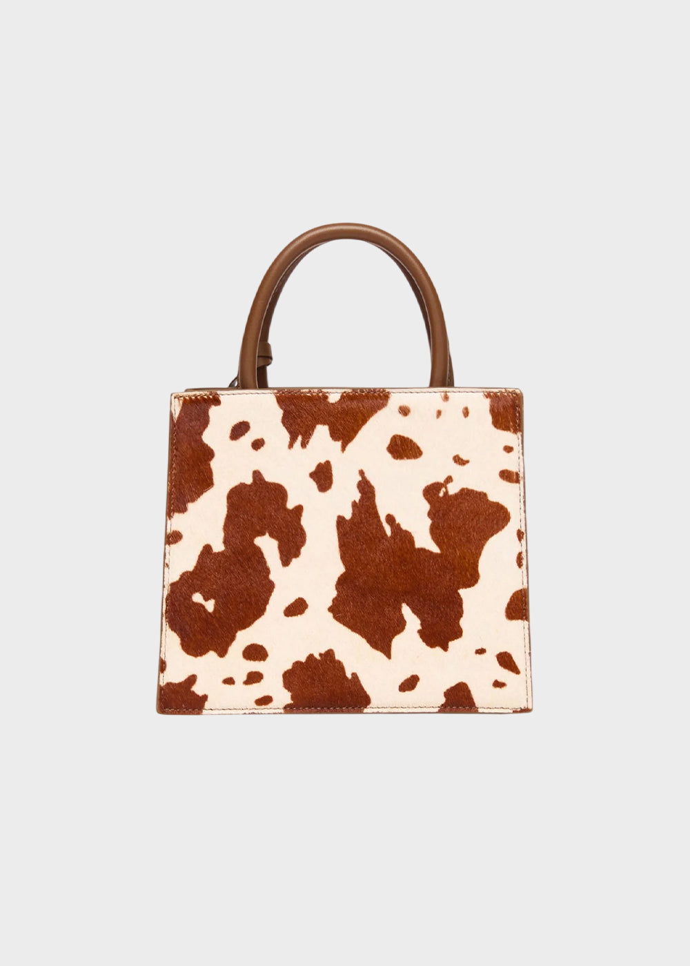 Borsetta a mano piccola Shop Bag Mini Cow Brushed in pelle effetto pelo con tracolla e logo metallico