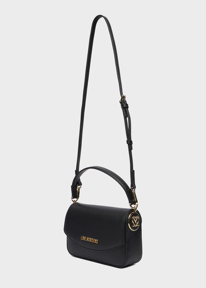 Handbag with shoulder strap and logo