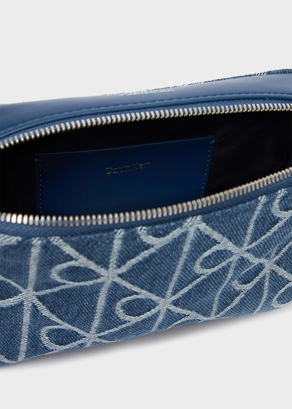 Borsa a tracolla in denim con emblem logo all-over