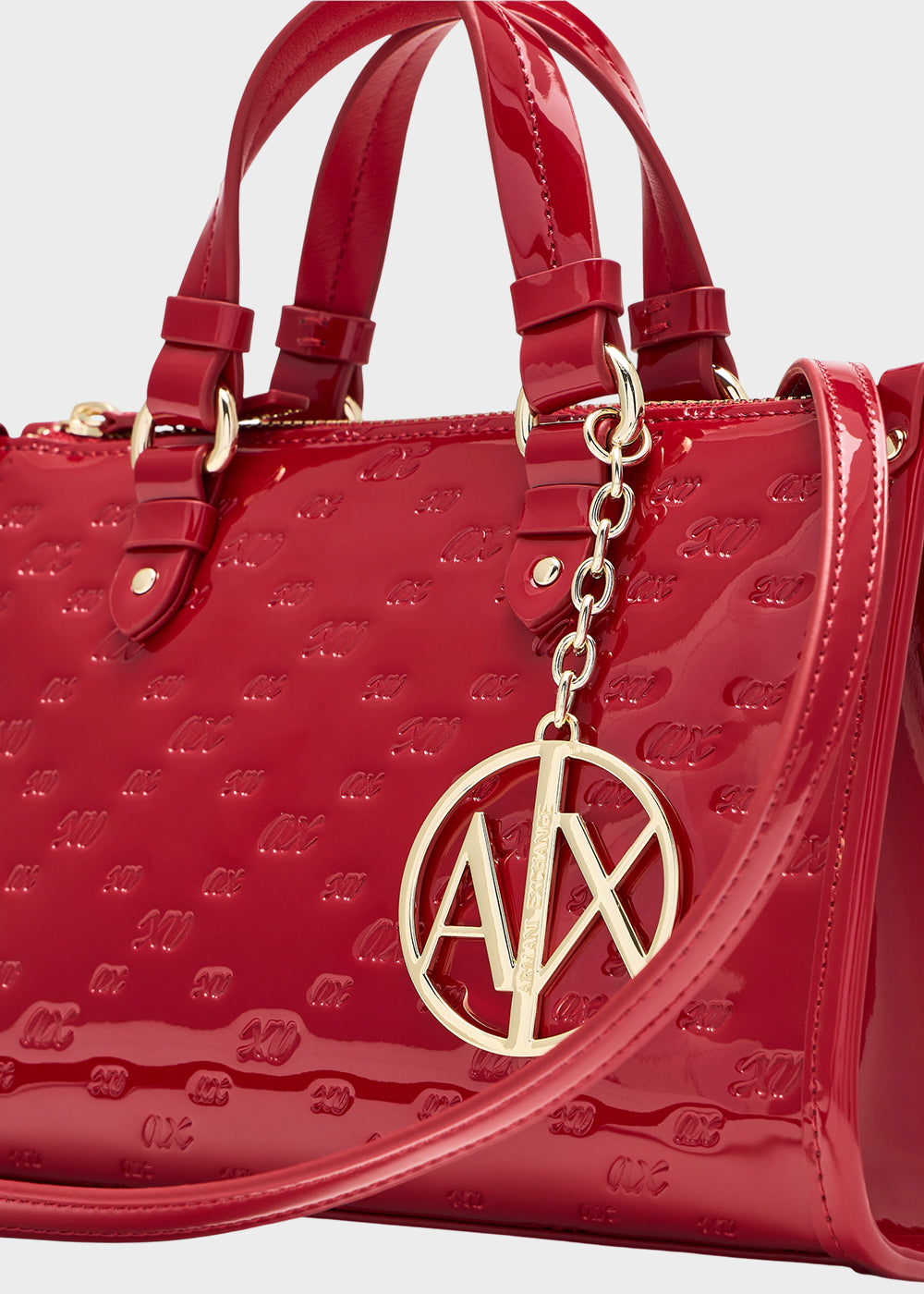 Borsa a mano Gynger Patent Bauletto S con tracolla, logo all over lucida-6