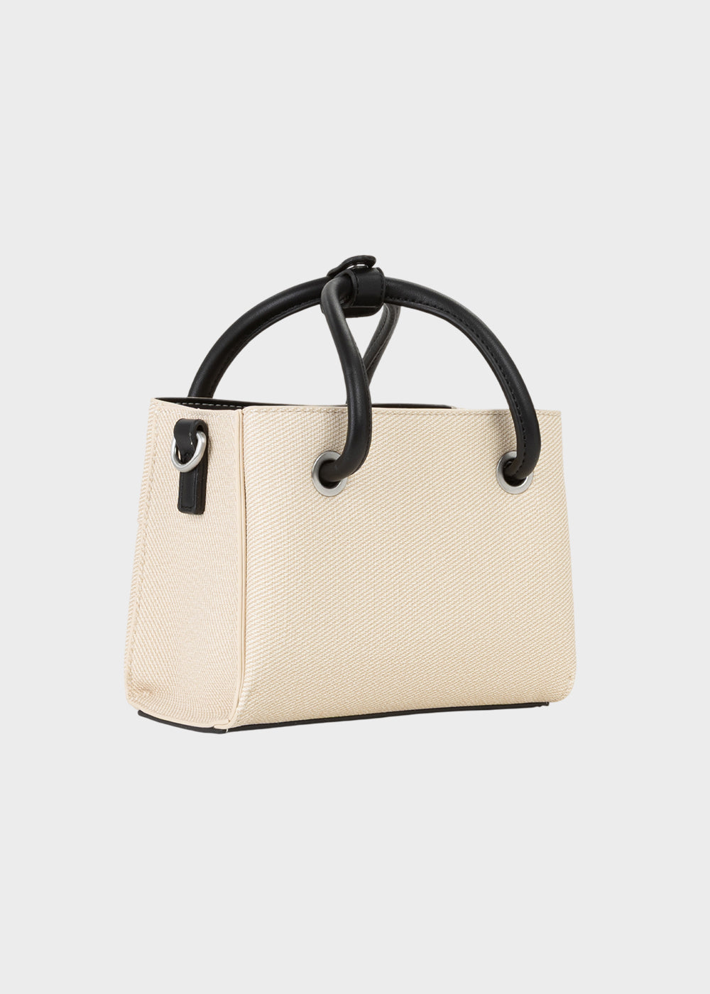 Borsa a mano Alexia piccola con tracolla in pelle sintetica ad effetto tessuto-4
