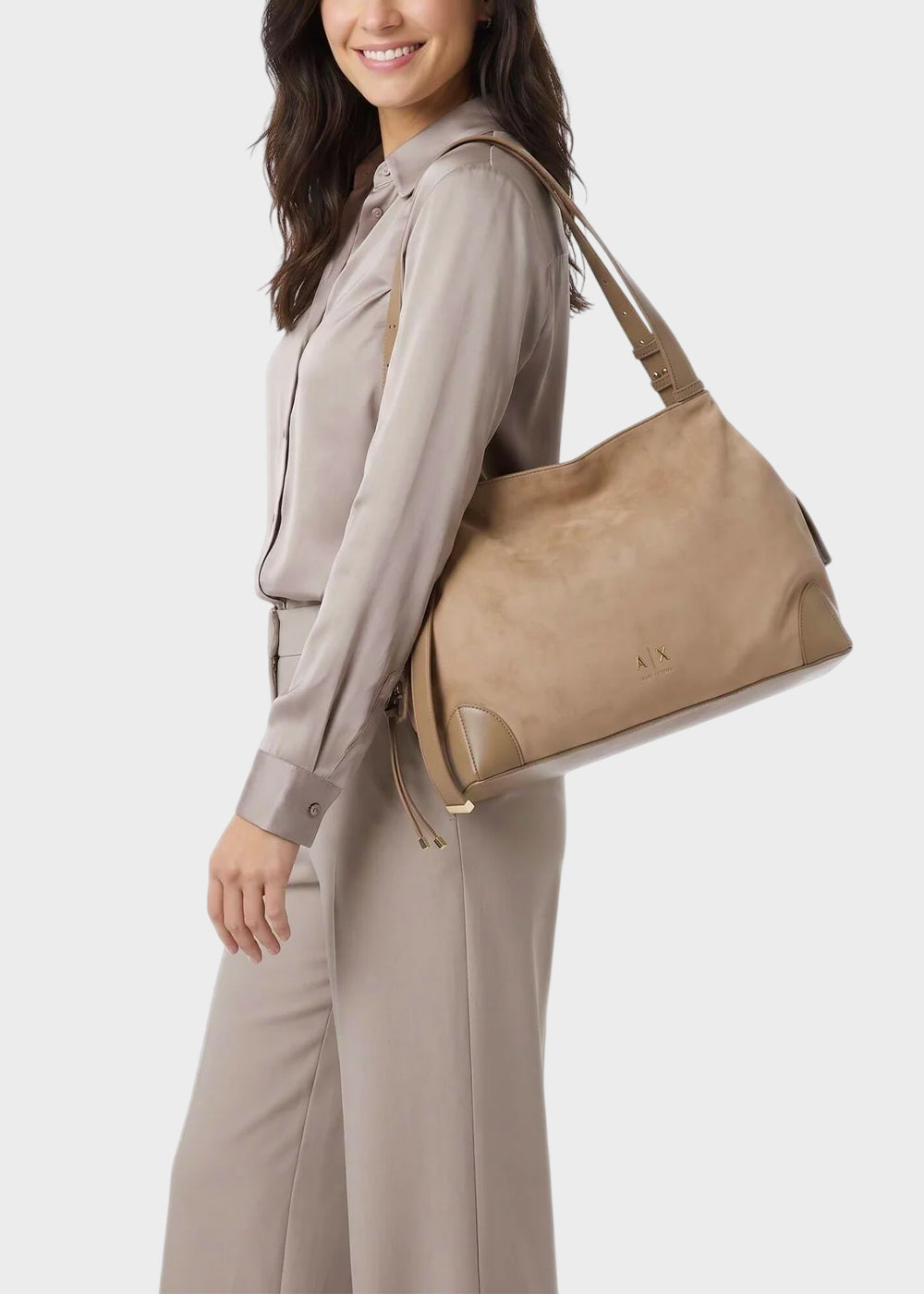 Borsa a spalla grande Alice in camoscio sintetico