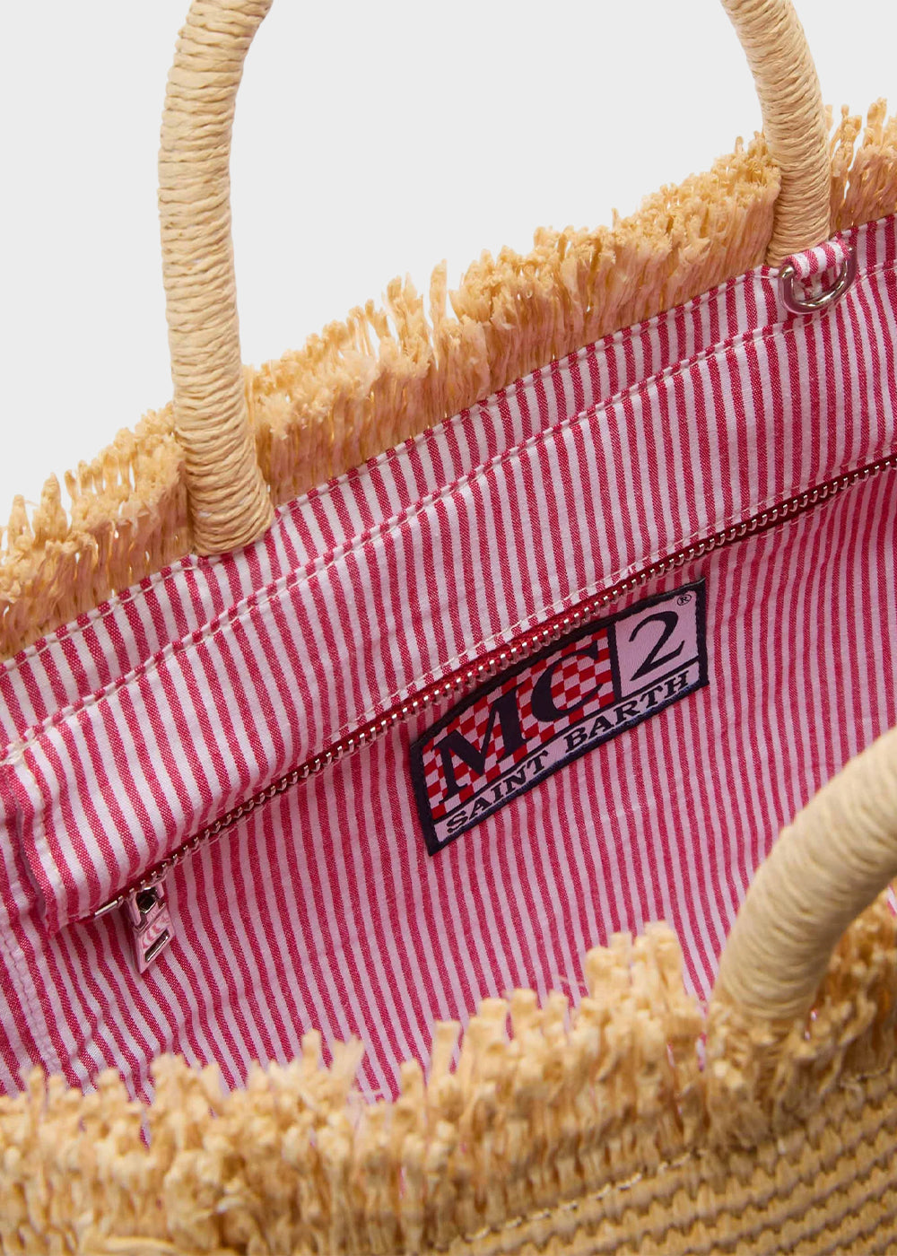 Borsa da mare media Colette Cherry con tracolla in tessuto effetto paglia