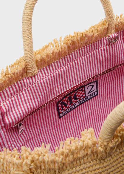 Borsa da mare media Colette Cherry con tracolla in tessuto effetto paglia