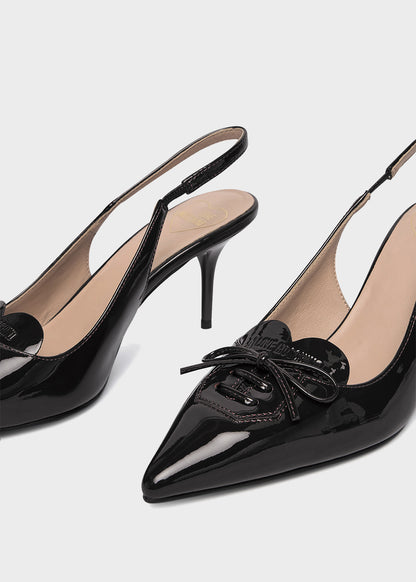 Décolletè in vernice con logo e tacco 70mm