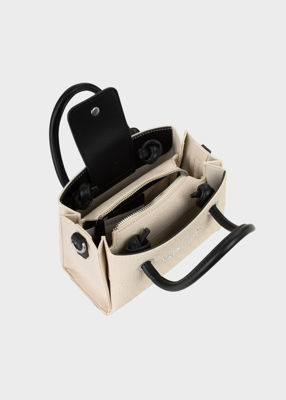 Borsa a mano Alexia piccola con tracolla in pelle sintetica ad effetto tessuto-5