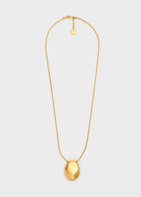 Stainless Steel Domed Oval Pendant Necklace