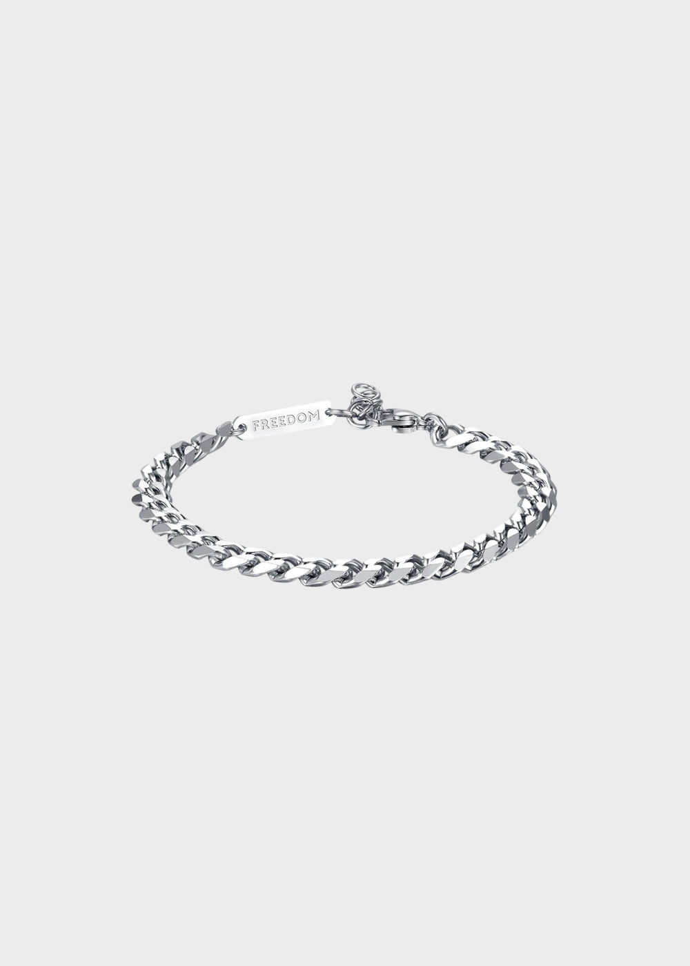 Bracciale Ripple a catena grumetta diamantata grande in acciaio