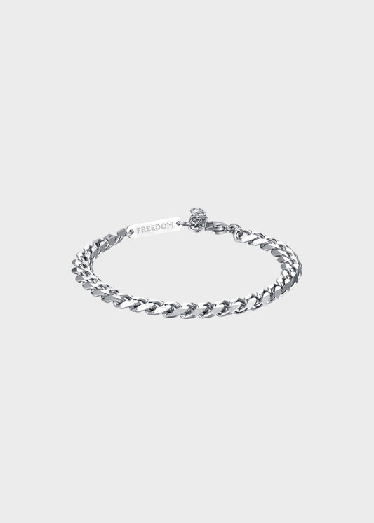 Bracciale Ripple a catena grumetta diamantata grande in acciaio