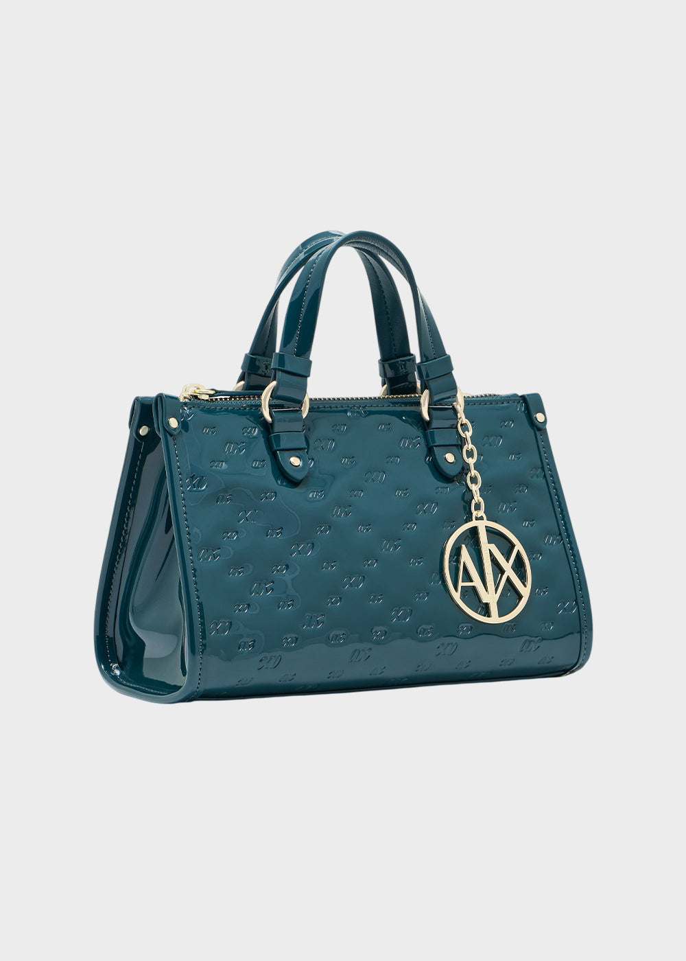 Borsa a mano Gynger Patent Bauletto S con tracolla, logo all over lucida-4