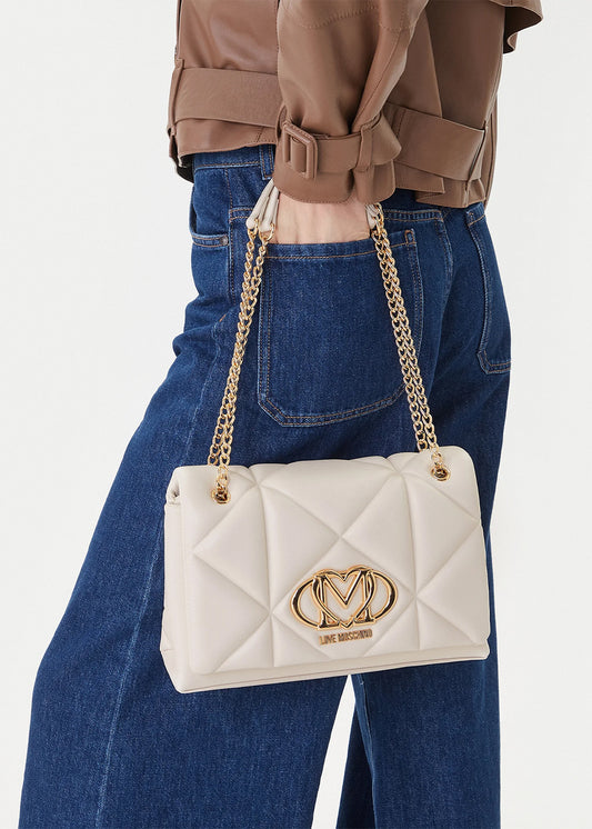 Borsa da spalla con logo frontale