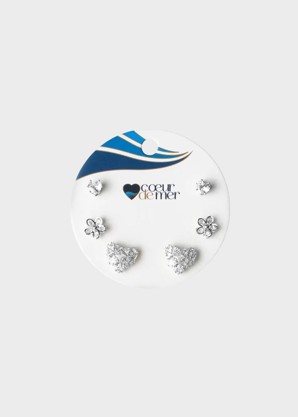Orecchini in Metallo set da sei color argento con cuore e fiore