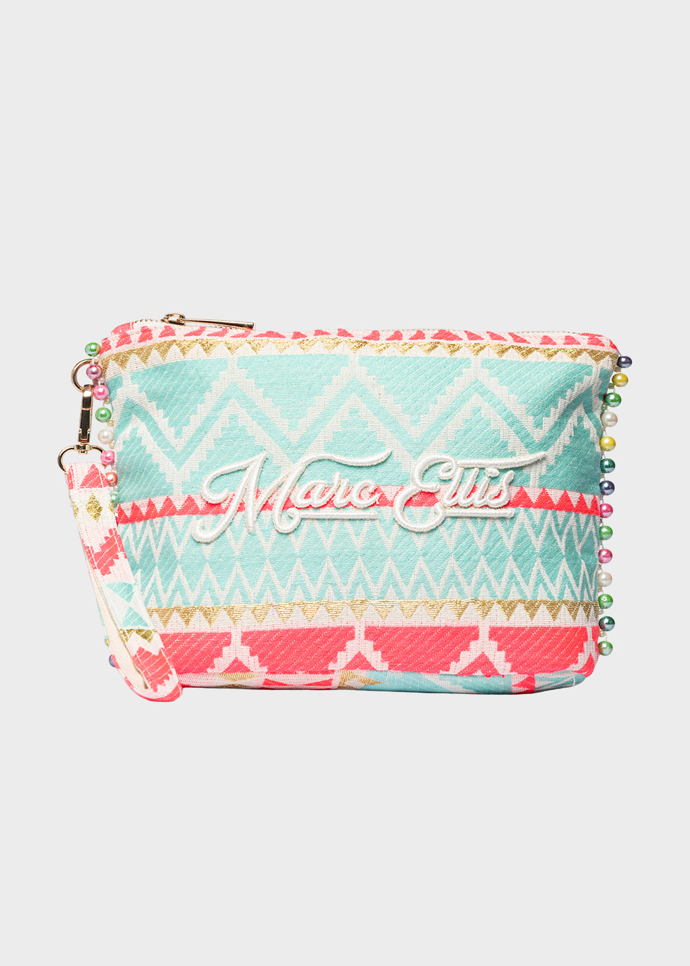Pochette da Mare in tessuto Cassy Indy con perline laterali e manico rimovibile