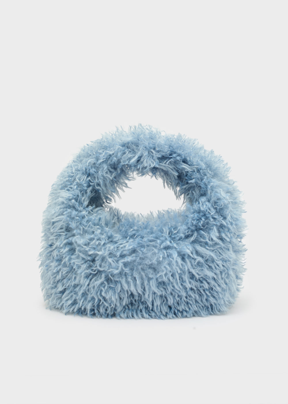 Borsa a mano Furry con tracolla e peli sintetici azzurri