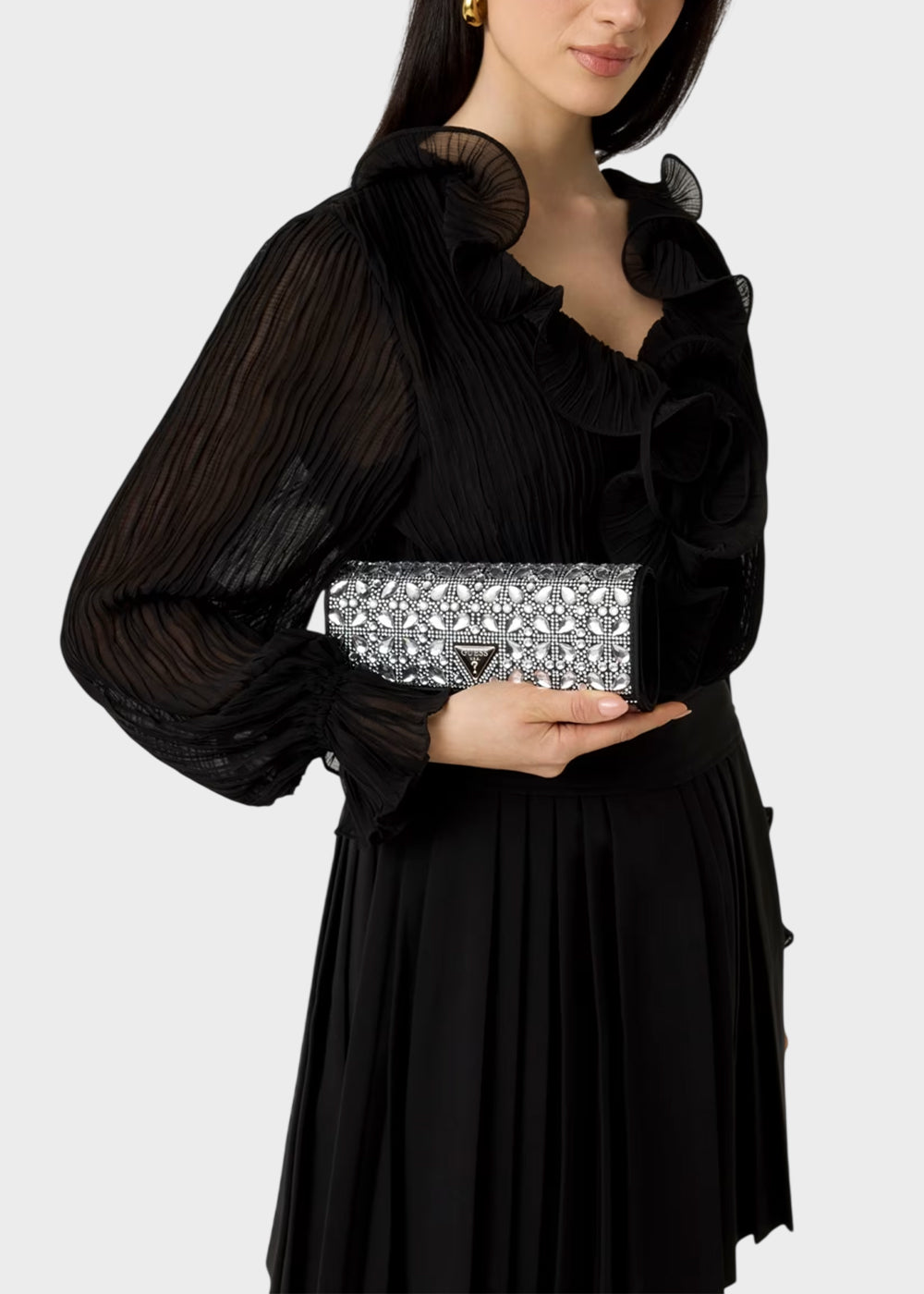 Pochette gioiello Elsie con strass, con tracolla da spalla