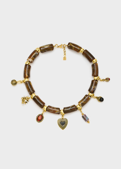 Collana Kye in resina con pendenti marrone
