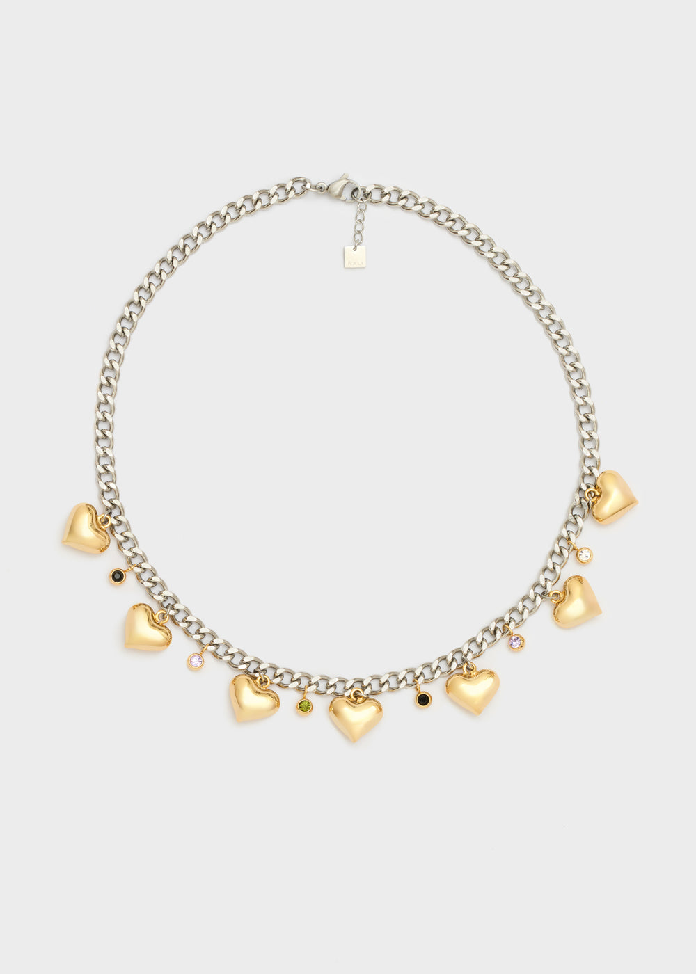 Chain Necklace with Hearts in Stainless Steel-3