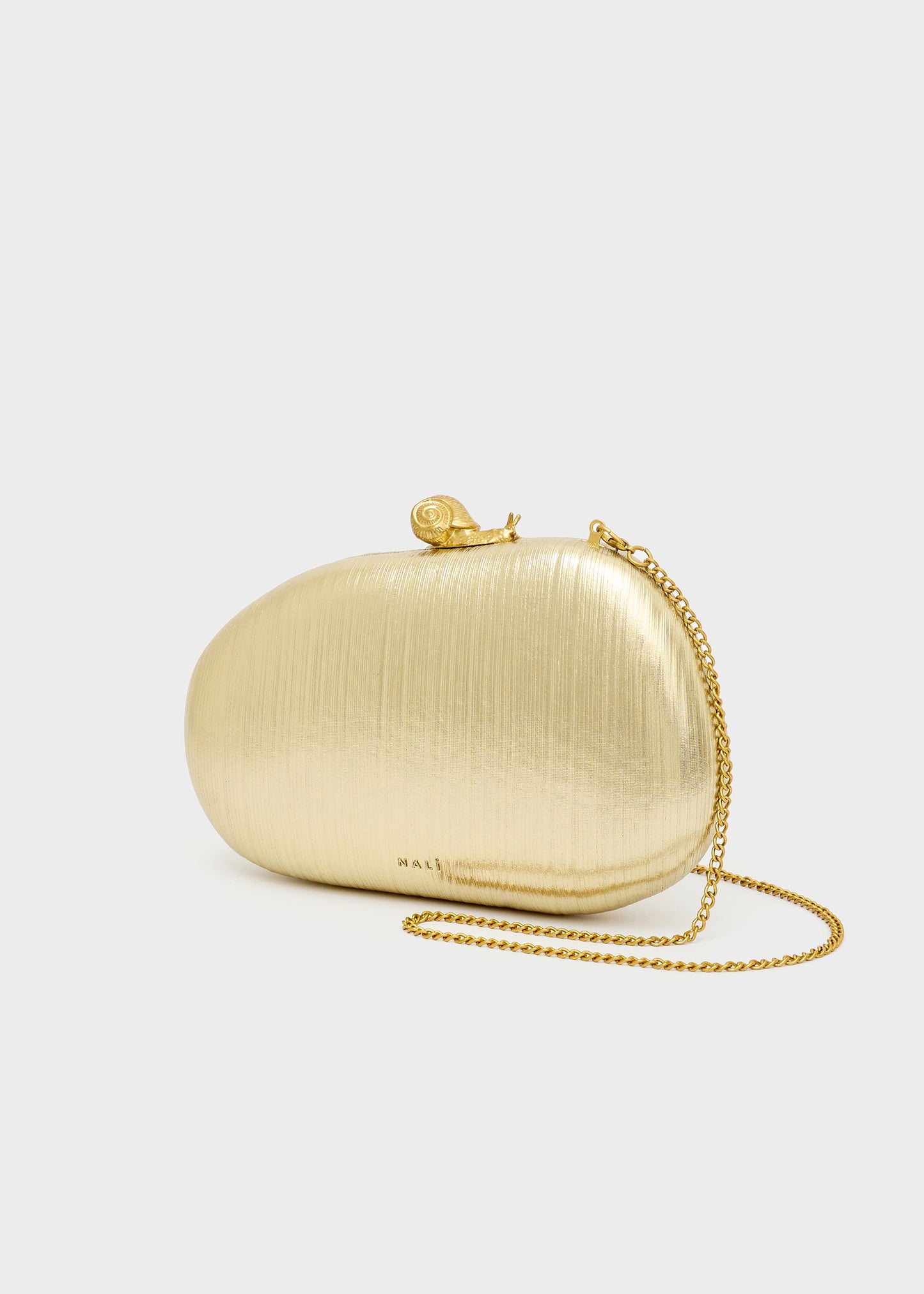 Clutch Zahra con chiusura Chiocciola e tracolla a catena