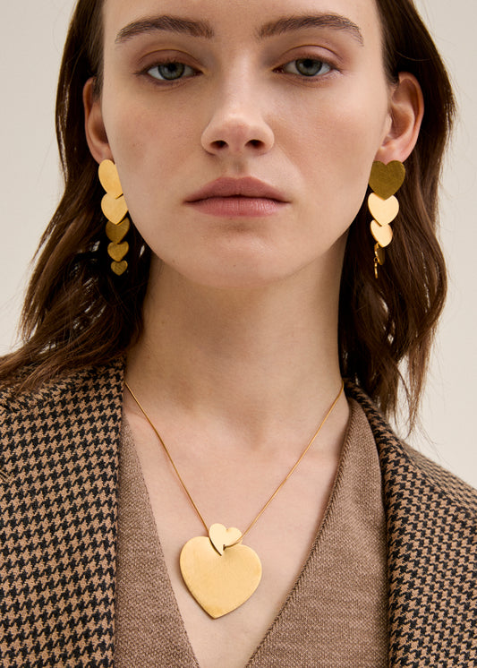 Stainless Steel Double Heart Pendant Necklace