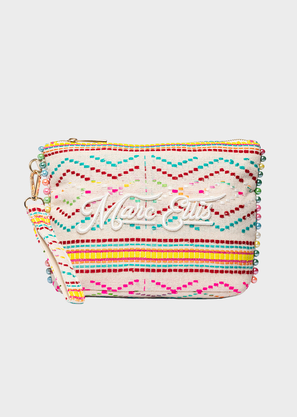 Pochette da Mare in tessuto Cassy Indy con perline laterali e manico rimovibile