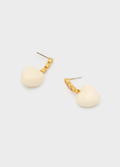 Heart pendant earrings with white stones