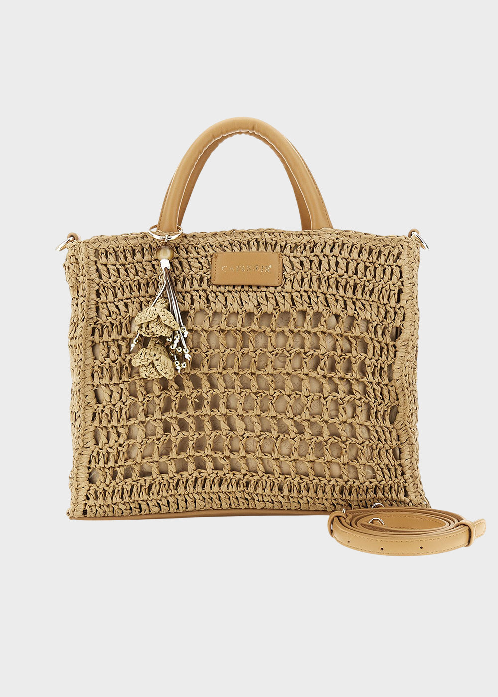 Borsa a mano effetto rafia con tracolla