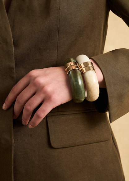 Bracciale Michi dettaglio oro in resina verde