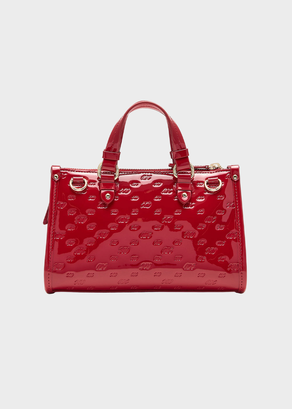 Borsa a mano Gynger Patent Bauletto S con tracolla, logo all over lucida-5