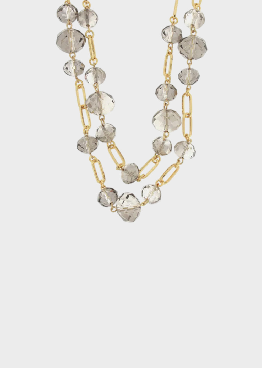 Collana in Metallo color oro doppia catena con cristalli