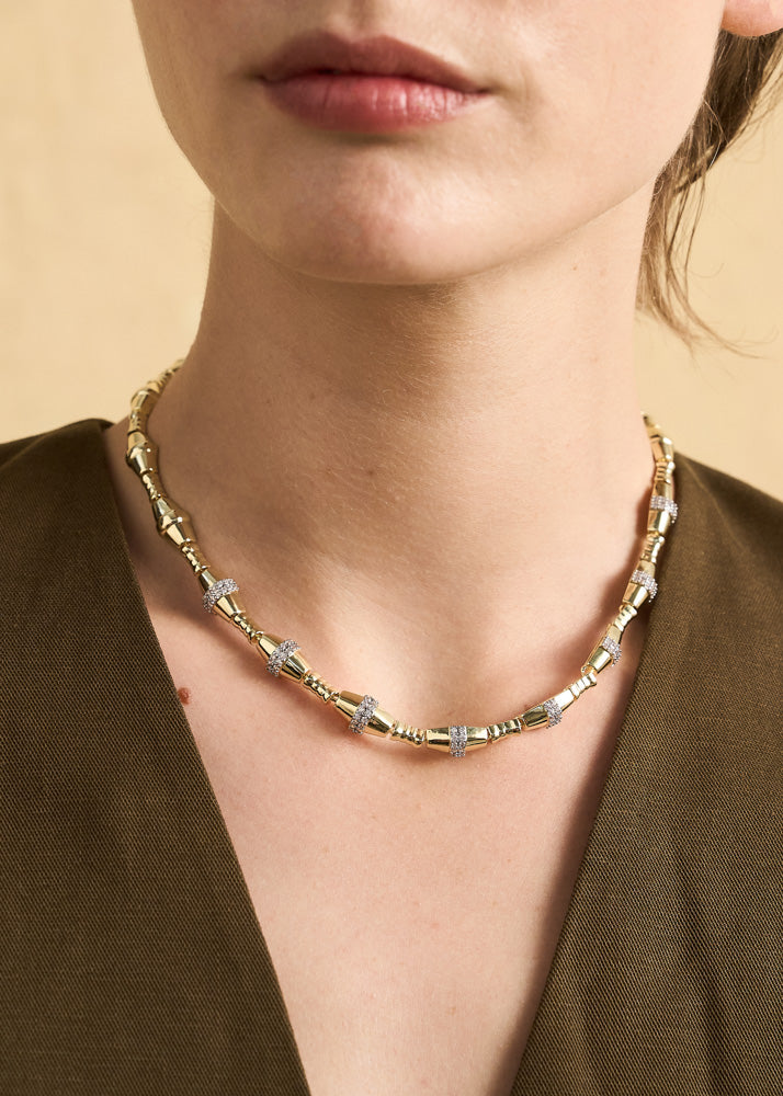 Collana girocollo con sfere oro