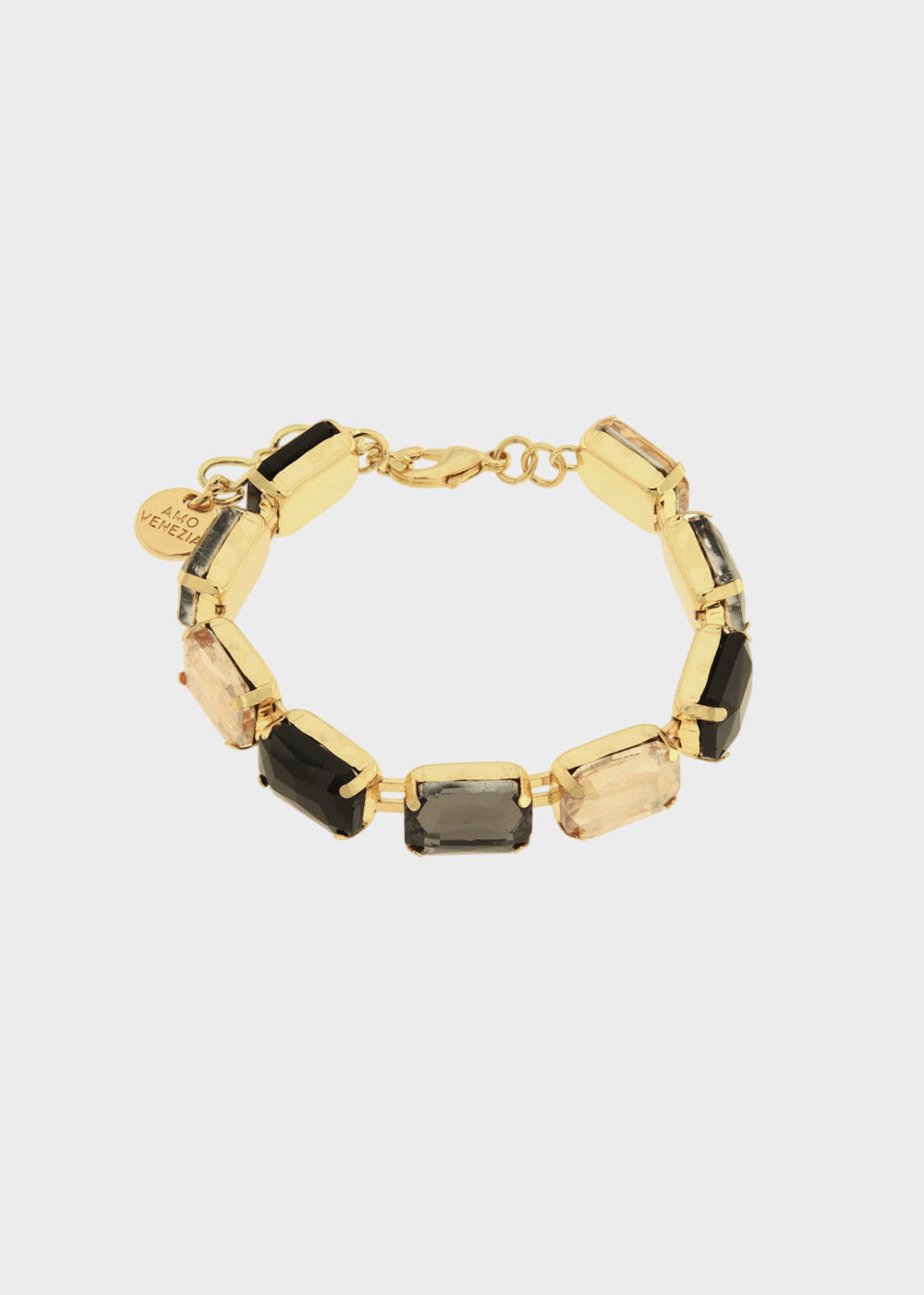 Bracciale in Metallo color oro con pietre rettangolari