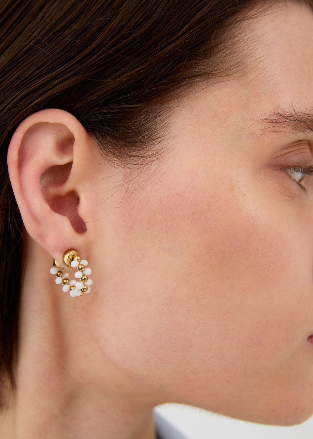 Orecchini earcuff in acciaio magnetici con pietre bianche