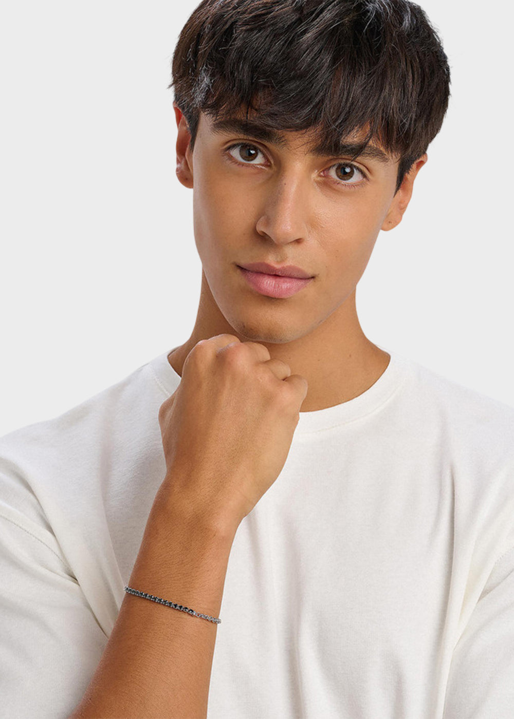 Bracciale Tricky in acciaio con centrale tennis con cubic zirconia neri