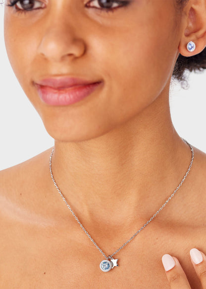 Collana Lucky Light girocollo in acciaio con cristallo azzurro e pendente a forma di stella