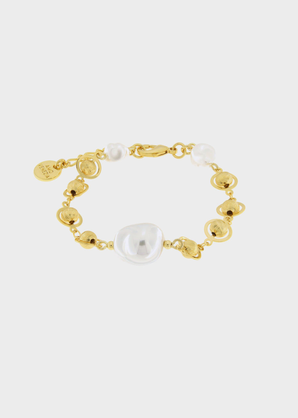 Bracciale in Metallo color oro con perle e sfere