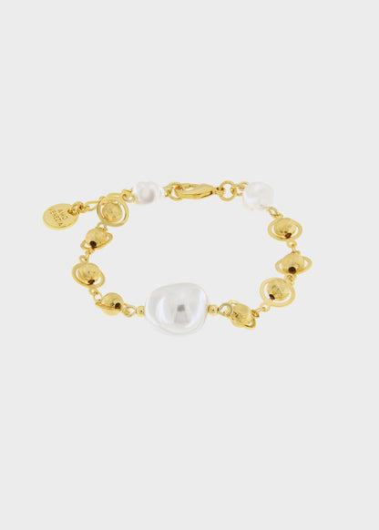 Bracciale in Metallo color oro con perle e sfere