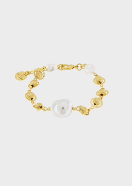 Bracciale in Metallo color oro con perle e sfere