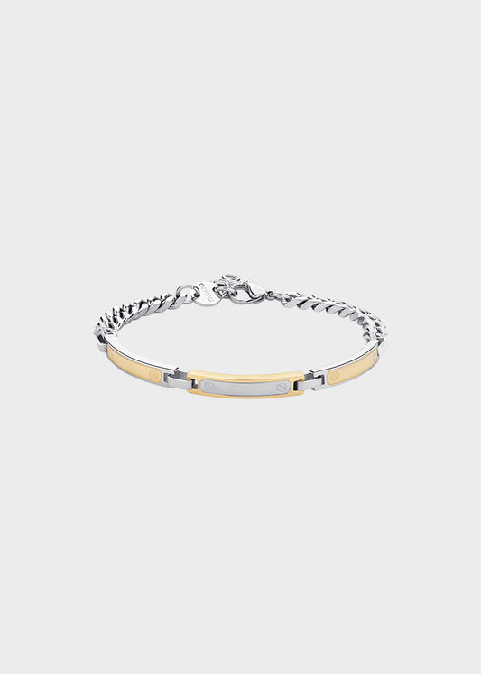 Bracciale catena Titan in acciaio con centrale in finitura pvd oro 14K