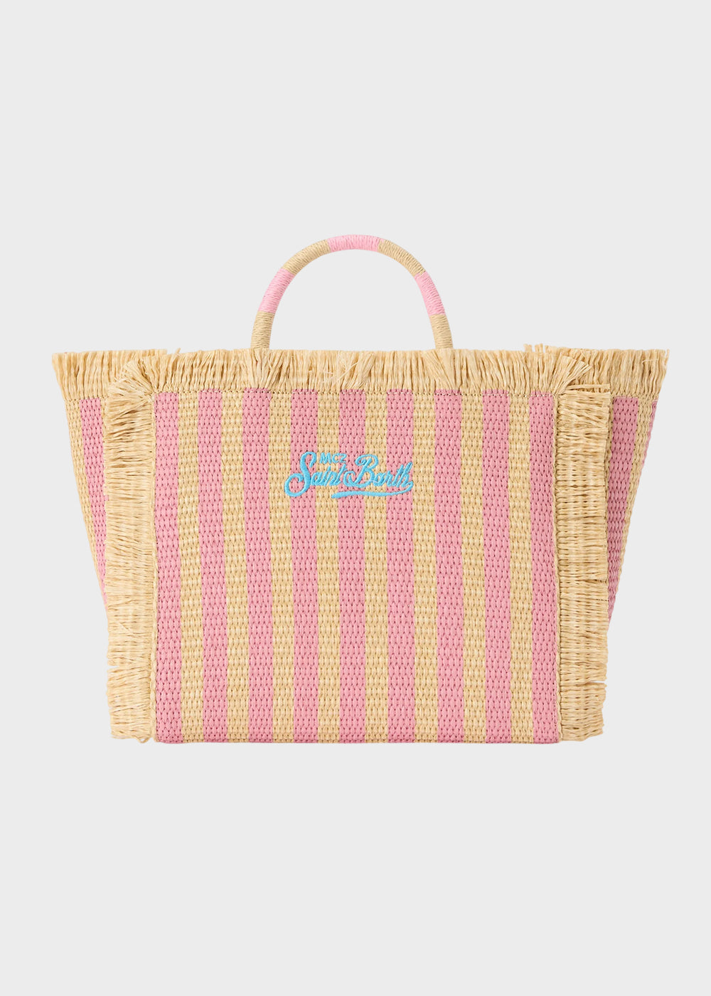 Borsa da mare media Colette Straw Stripes con tracolla in tessuto effetto paglia