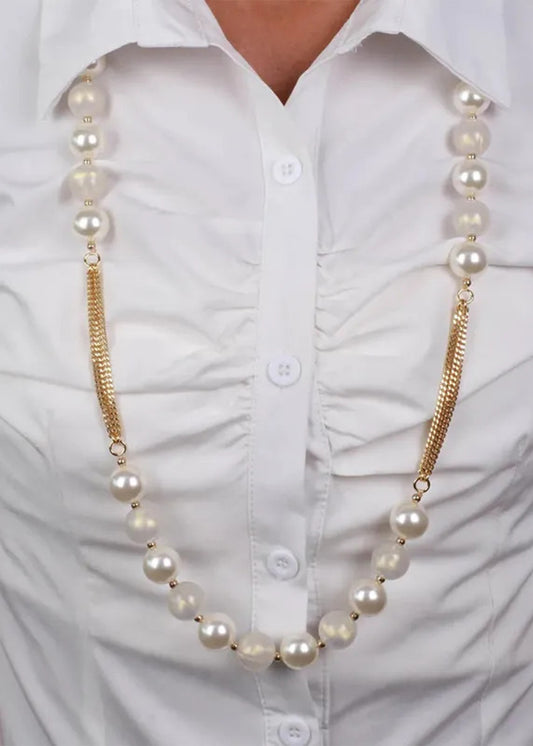 Collana in Metallo color oro con perle grandi