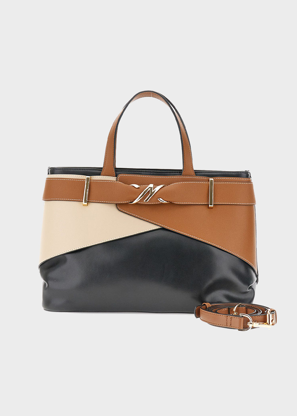 Handbag with shoulder strap and metal detail