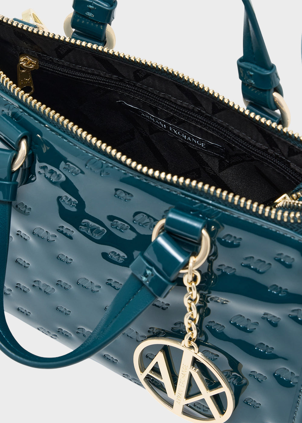 Borsa a mano Gynger Patent Bauletto S con tracolla, logo all over lucida-7