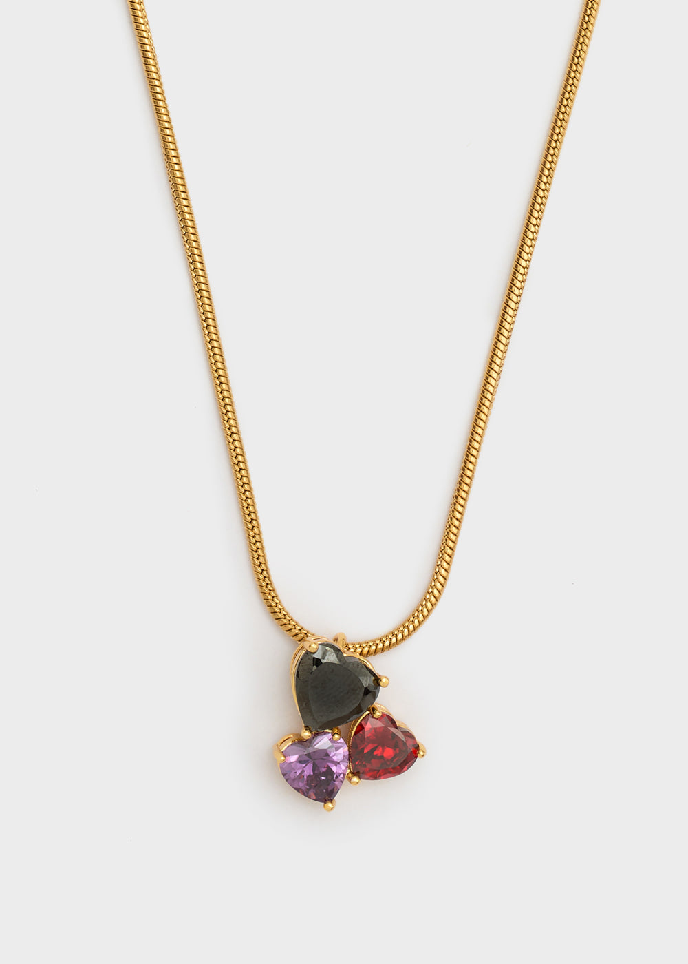 Collana 3 pietre a cuore in acciaio inossidabile