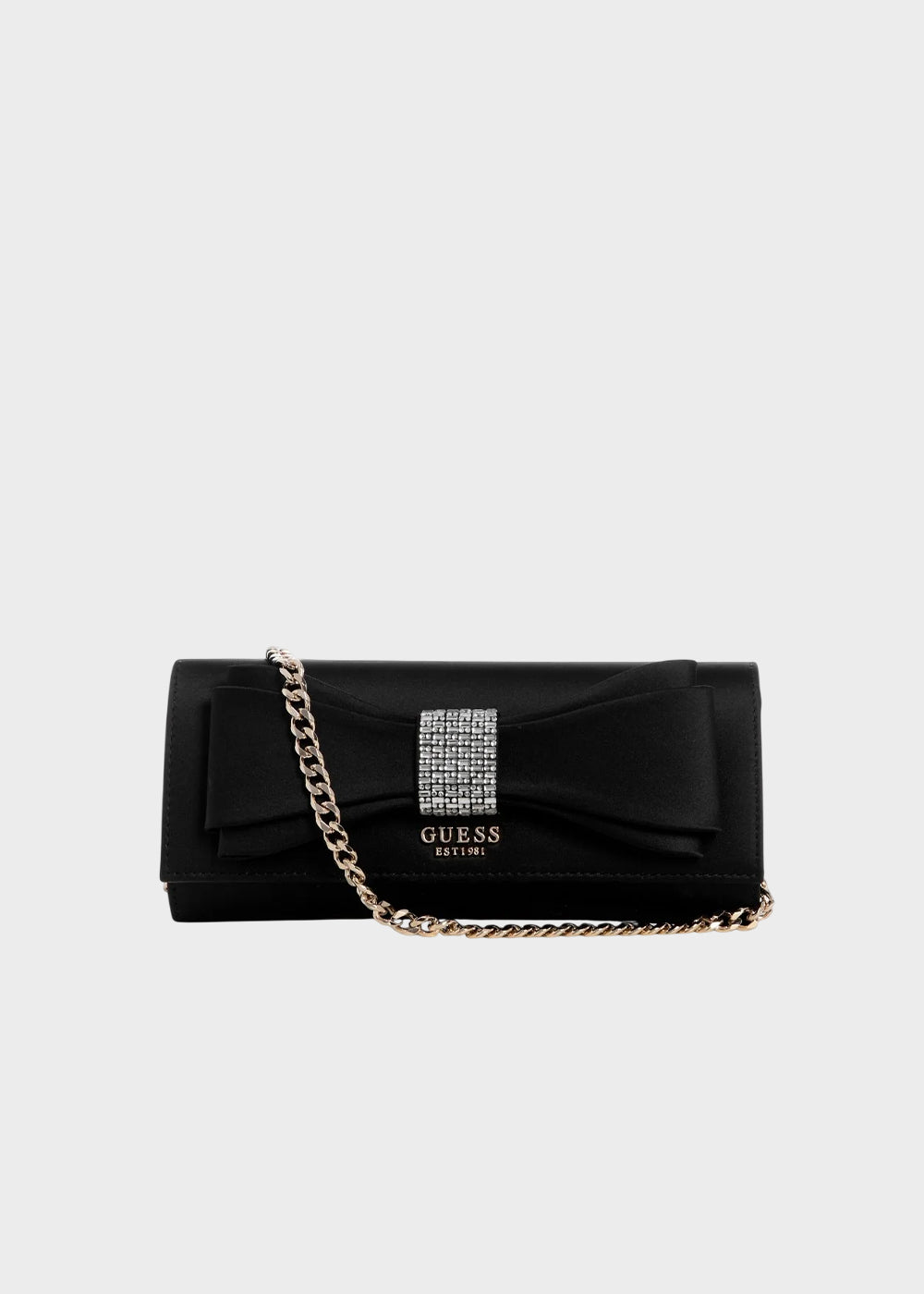 Pochette gioiello Elsie con fiocco e strass, con tracolla da spalla