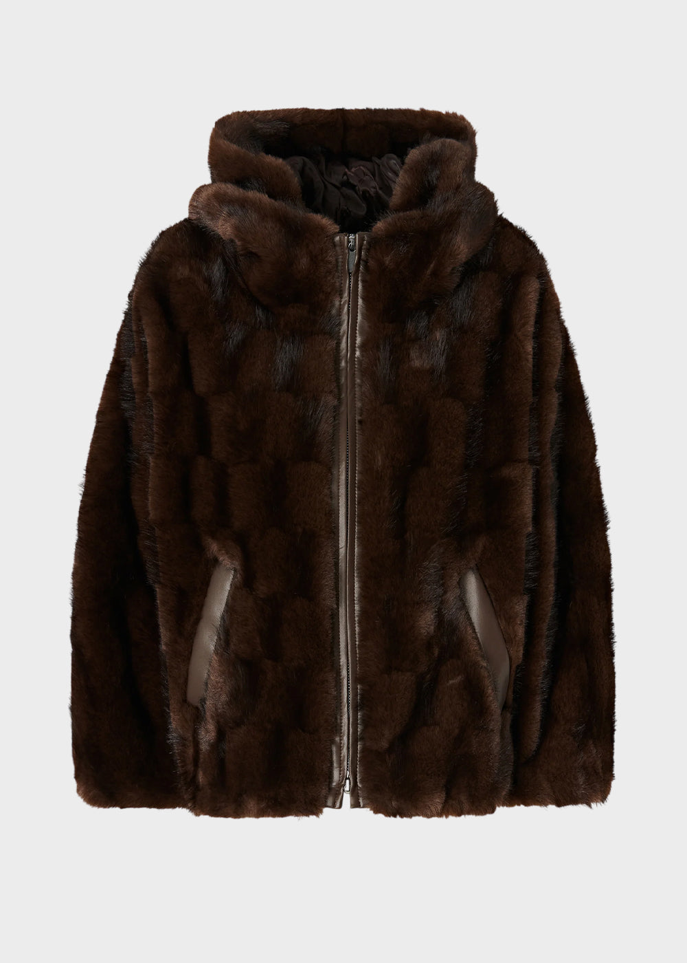 Giacca blouson effetto pelliccia con cappuccio-2
