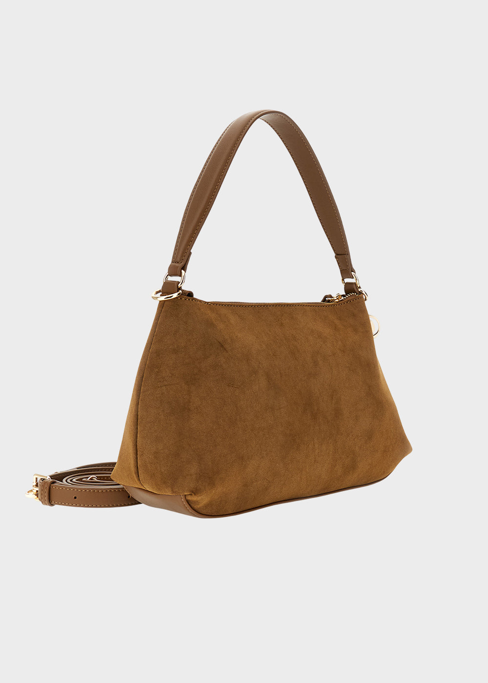 Borsa da spalla con tracolla in effetto camoscio-3
