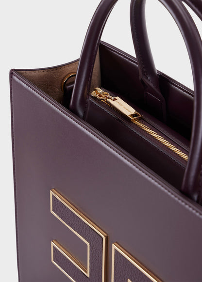 Large handbag with shoulder strap and logo