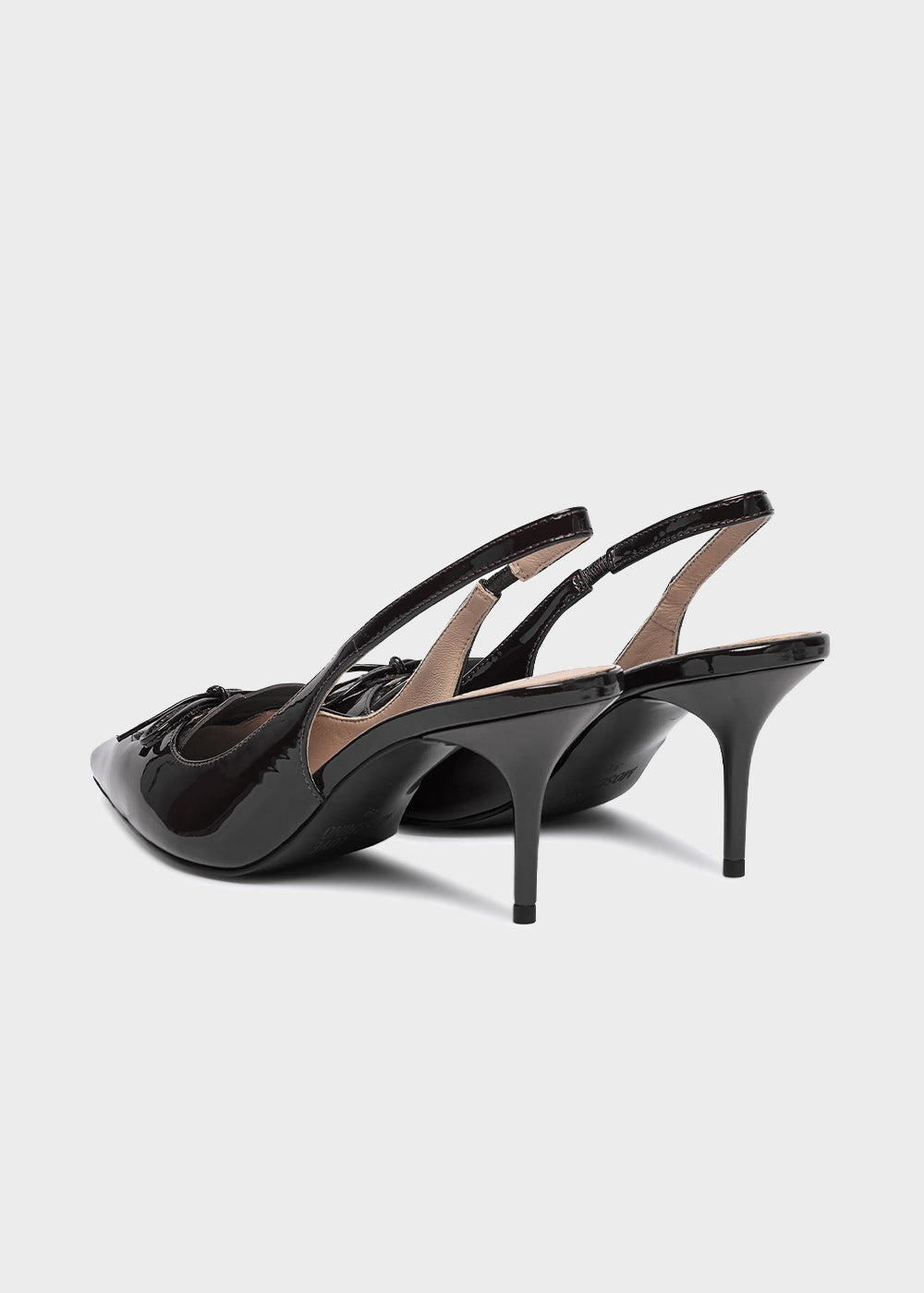 Décolletè in vernice con logo e tacco 70mm