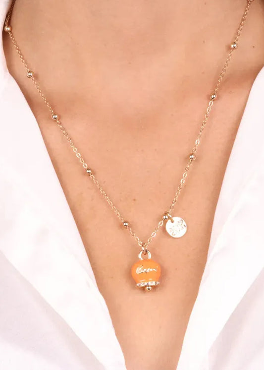 Collana color oro con Campanella Portafortuna Capri Arancione